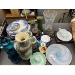 Mixed Lot: Cut glass vase, dinner wares, metal wares etc