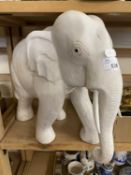 White painted wooden elephant, 30cm high