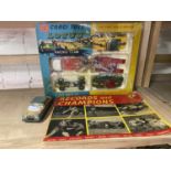 Corgi Lotus Racing Team gift set 37 boxed together with a tin plate car and a records and