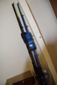 Two modern sea fishing rods and reels, the reels Nerus 7000 and Zero 760, the rods Surfmaster 2000