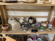 Mixed Lot: Stone ware hot water bottle, door stop, trinket box, mixed ceramics and others