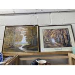 Autumn Leaves by Daniel Sherrin, reproduction print, framed and glazed together with a river through