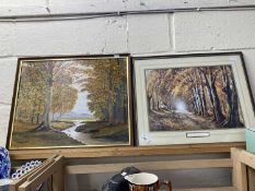 Autumn Leaves by Daniel Sherrin, reproduction print, framed and glazed together with a river through