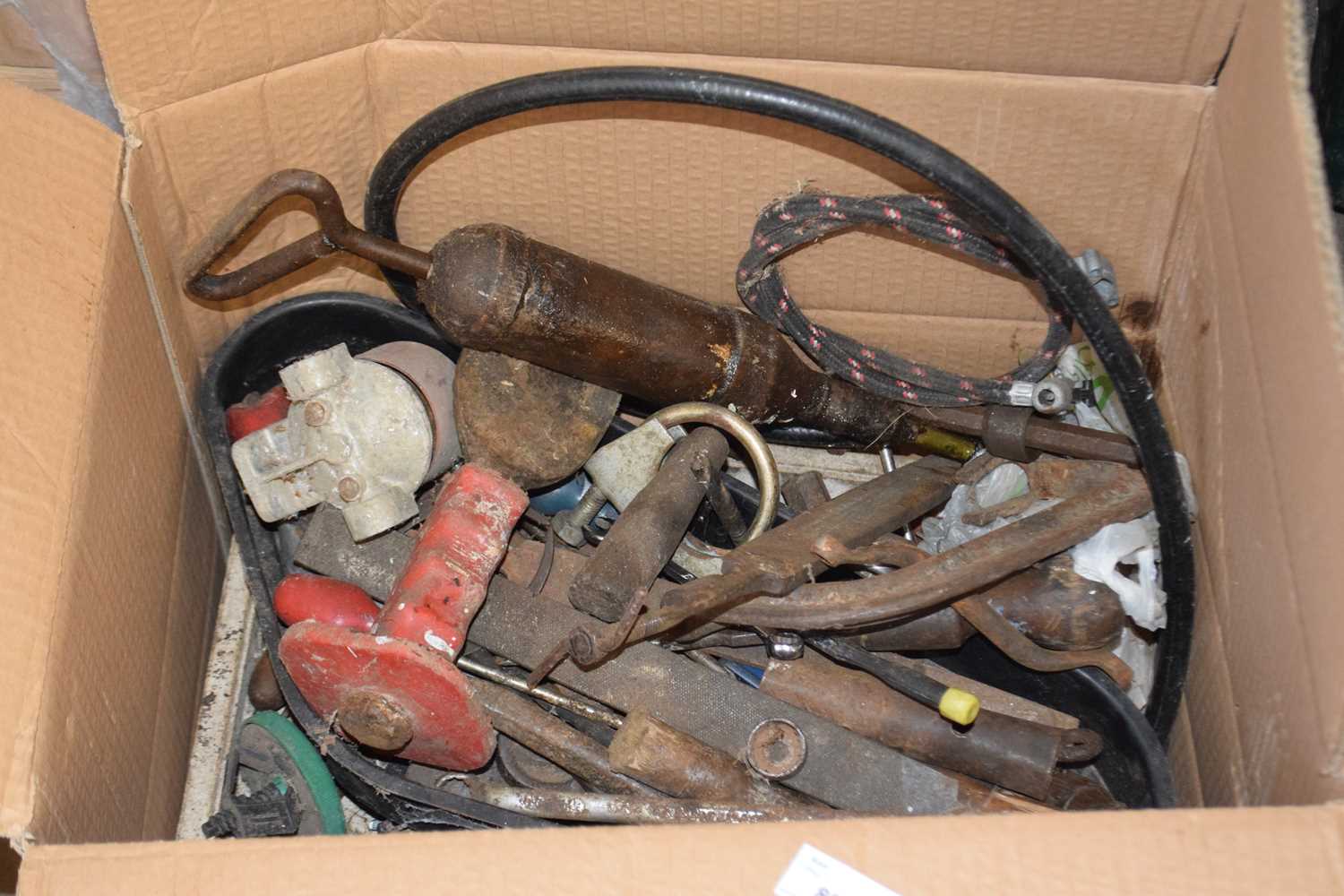 Box of assorted workshop tools