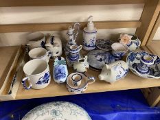 Mixed Lot: Assorted Dutch style blue and white to include candlesticks, bowls, mugs etc