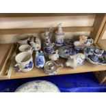 Mixed Lot: Assorted Dutch style blue and white to include candlesticks, bowls, mugs etc