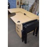 Suite of light wood finish office furniture - some flat packed