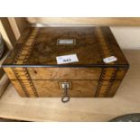 Tunbridge ware style box with mother of pearl inlay