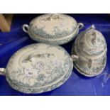 Mixed Lot: Ceramics in cornflower pattern to include two tureens, a sauce tureen and two saucers