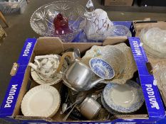 Mixed Lot: Picquot ware tea set, brass charger, tea wares etc