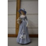 A Doulton style figure of a lady in blue