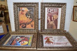 A group of four framed Art Nouveau prints