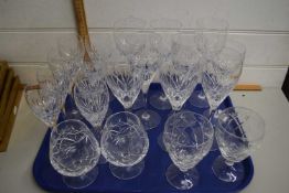 Tray of glass wares, mainly Waterford in the Nocturne pattern comprising eight wine glasses and some