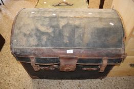 Leather and canvas bound domed trunk