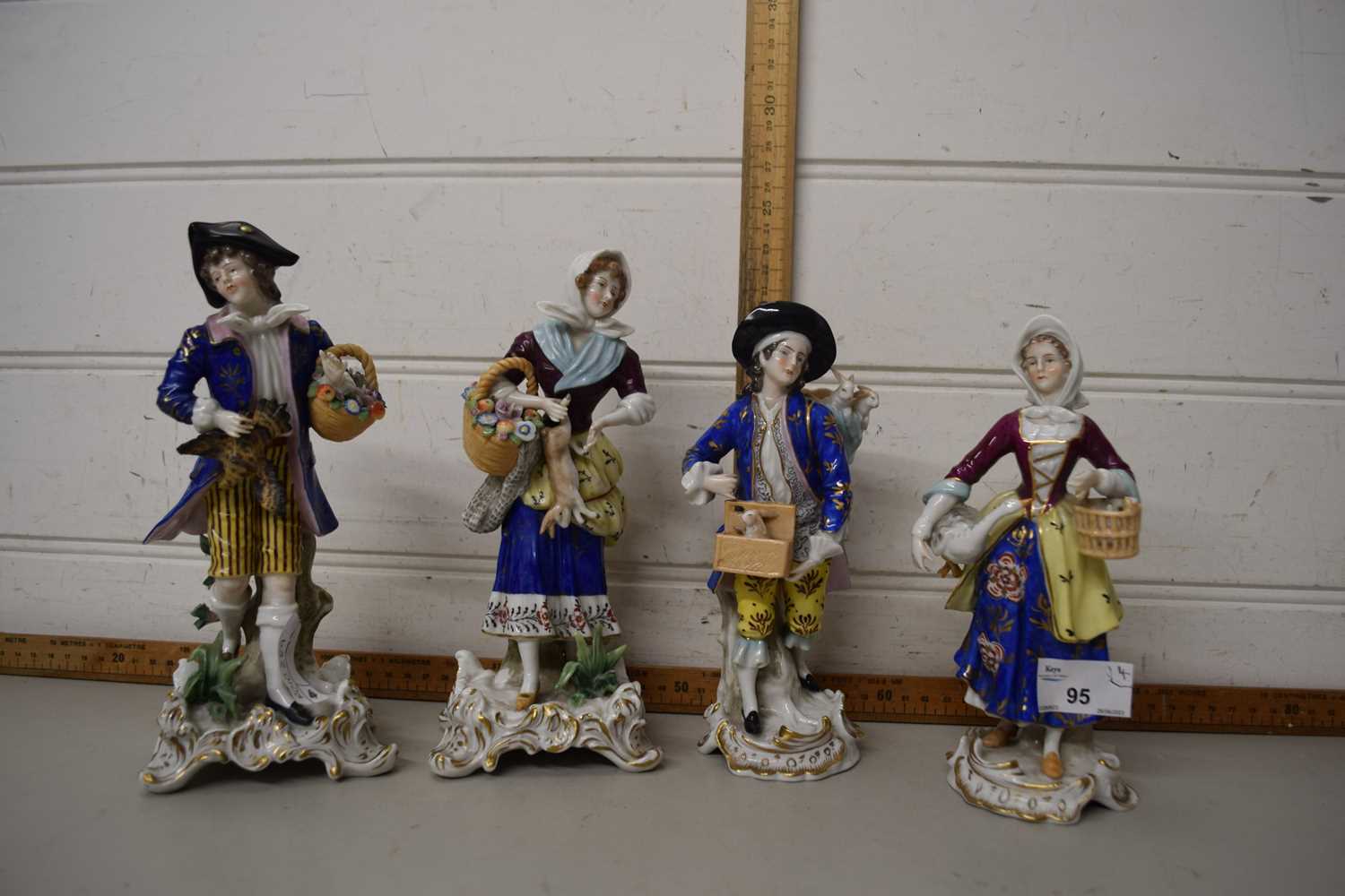 Four Dresden style figurines