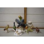 Quantity of assorted bird figurines to include Aynsley, Goebel, Staffordshire and others (7)