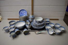 Mixed quantity of assorted blue and white ceramics
