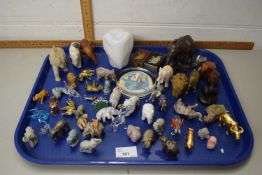 Quantity of model elephants to include Wade, brass, soapstone, resin etc