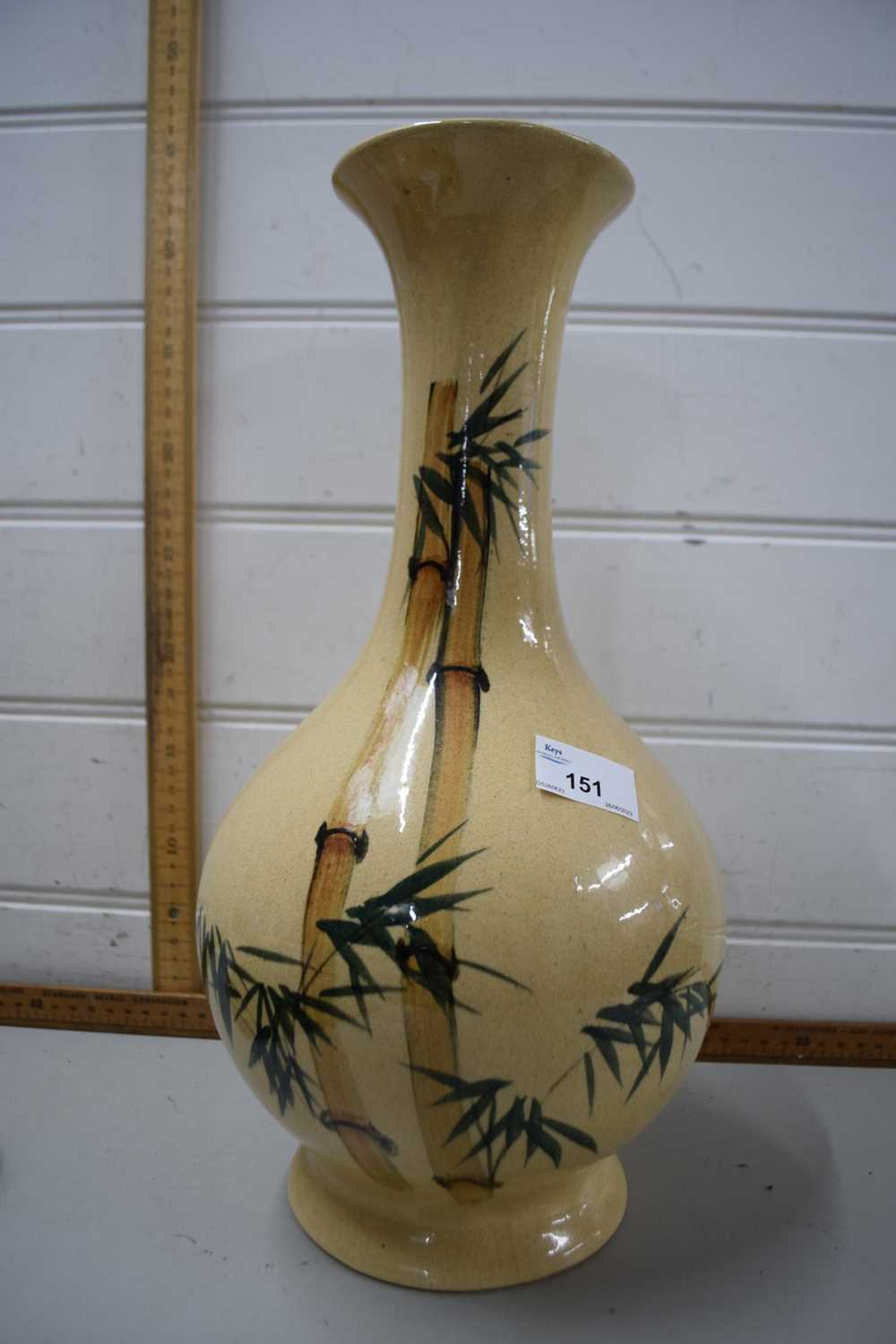 Pottery vase, the buff body decorated with bamboo