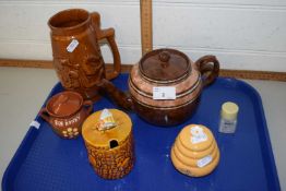 Mixed Lot: Two honey jars, teapot and other ceramics