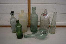 Small box containing quantity of glass bottles, soda syphon etc