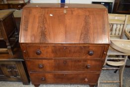 A bureau with three drawers below, 91cm wide