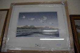 Snowflight by Niki Bowers, limited edition print, 3 out of 45, framed and glazed