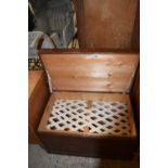 A stained pine blanket box, approx 76cm wide