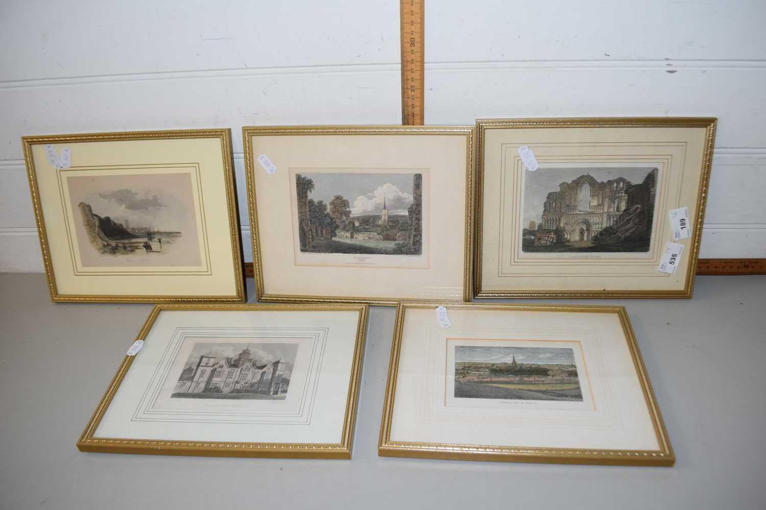 Five coloured coloured engravings of Norfolk scenes