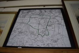 A framed map of Aylmerton, Norfolk
