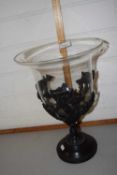 Large glass bowl on metal mounts