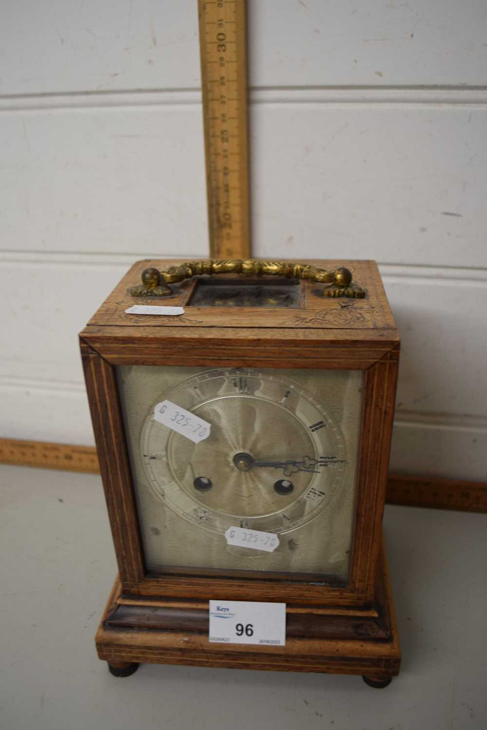 Wooden mantel clock with metal dial (a/f)