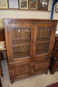 Reproduction display cabinet with glazed doors above and cupboards below, 98cm wide