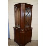 Reproduction glazed corner cabinet approx 65cm wide