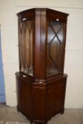 Reproduction glazed corner cabinet approx 65cm wide