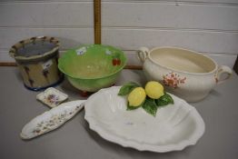 Large Beswick green dish together with other ceramics
