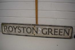 Metal sign for Royston Green