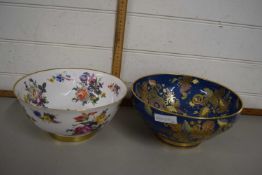 Caversol china bowl together with a further Spode example, the blue ground with gilt decoration