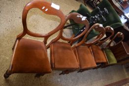 Set of five Victorian balloon back dining chairs