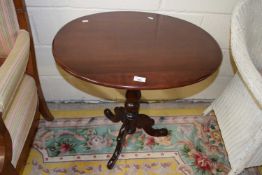 Reproduction tilt top oval side table with tripod leg, 69cm wide