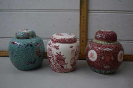 Three Chinese ginger jars and covers