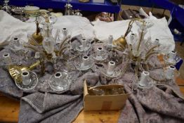 Two glass candelabra each with nine sconce candle holder type lights