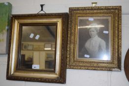 Framed mirror and early 20th Century photograph of a nurse