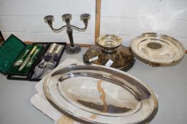 Two silver plated dishes and other items