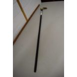 Antler handled walking cane with silver collar