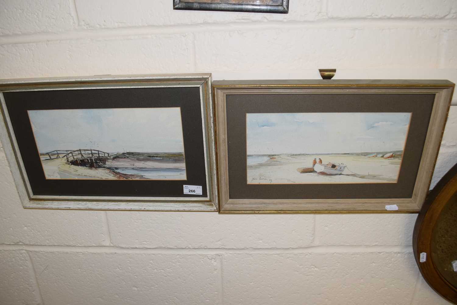 Two watercolours of fishing scenes
