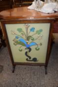 Needlework and beaded fire screen, approx 54cm wide