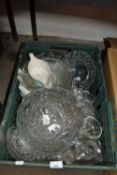 Quantity of assorted glass to include fruit bowls, ashtrays, decanters, dessert dishes etc