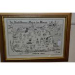 The Norfolk Mans Map of the Worlde framed and glazed