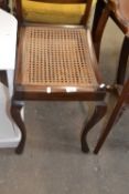 Wicker seated stool with cabriole legs